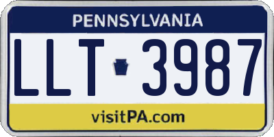 PA license plate LLT3987
