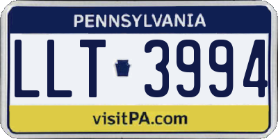 PA license plate LLT3994