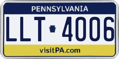 PA license plate LLT4006