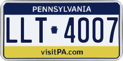 PA license plate LLT4007