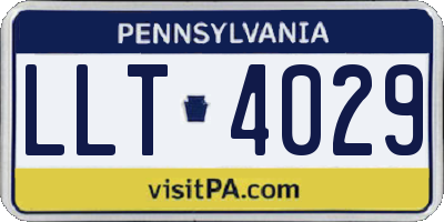 PA license plate LLT4029