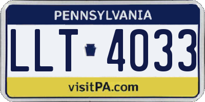 PA license plate LLT4033