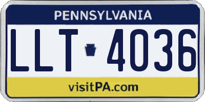PA license plate LLT4036