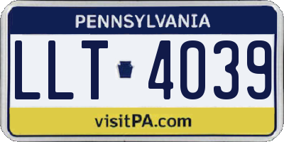 PA license plate LLT4039
