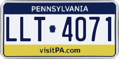 PA license plate LLT4071