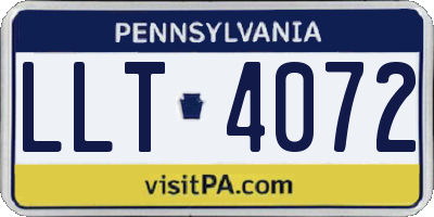 PA license plate LLT4072