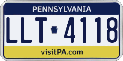 PA license plate LLT4118