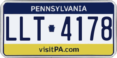 PA license plate LLT4178