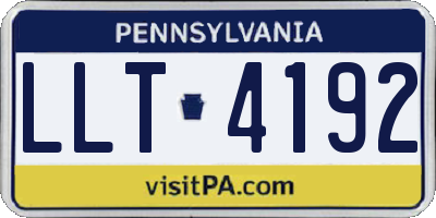 PA license plate LLT4192