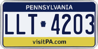 PA license plate LLT4203