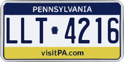 PA license plate LLT4216