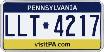 PA license plate LLT4217