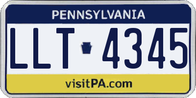 PA license plate LLT4345