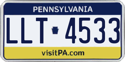 PA license plate LLT4533