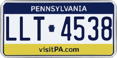 PA license plate LLT4538
