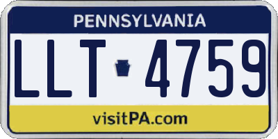 PA license plate LLT4759