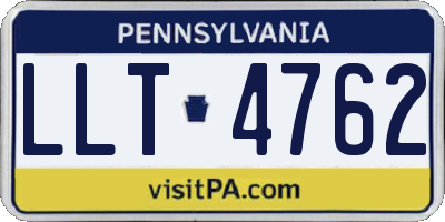 PA license plate LLT4762