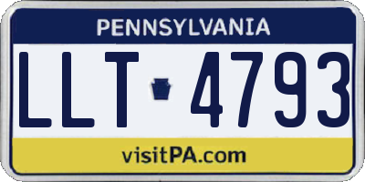 PA license plate LLT4793