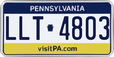 PA license plate LLT4803