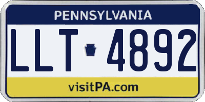 PA license plate LLT4892