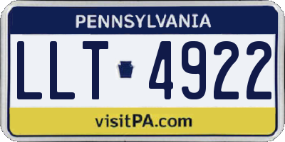PA license plate LLT4922