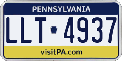 PA license plate LLT4937