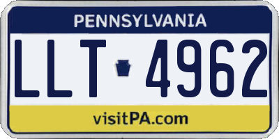 PA license plate LLT4962