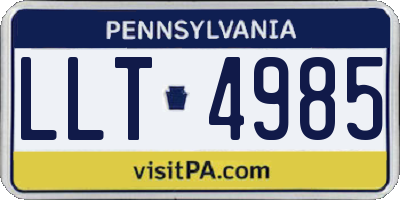 PA license plate LLT4985