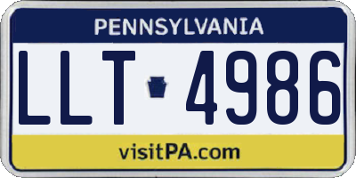 PA license plate LLT4986