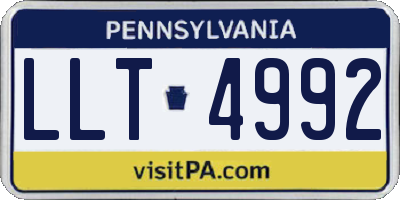 PA license plate LLT4992