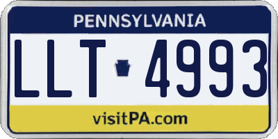 PA license plate LLT4993