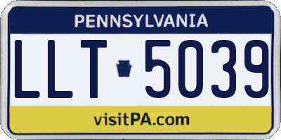 PA license plate LLT5039