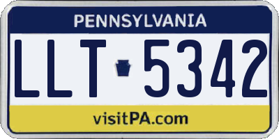 PA license plate LLT5342