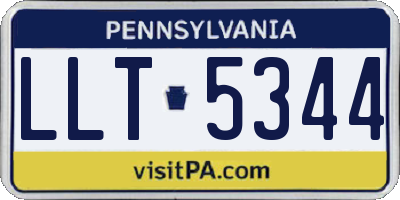 PA license plate LLT5344