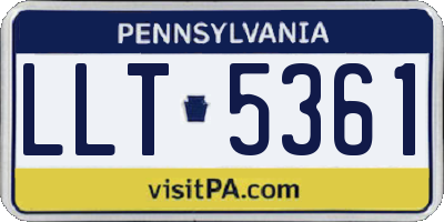 PA license plate LLT5361