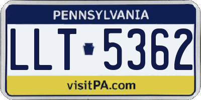 PA license plate LLT5362