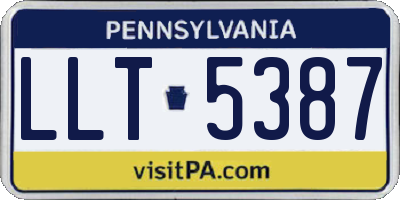 PA license plate LLT5387