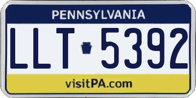PA license plate LLT5392