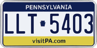 PA license plate LLT5403