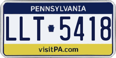 PA license plate LLT5418