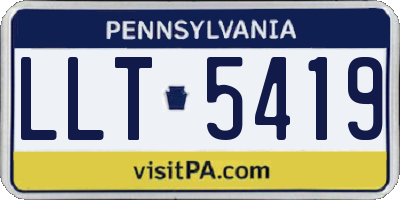 PA license plate LLT5419