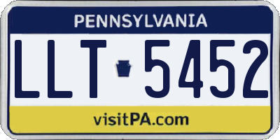 PA license plate LLT5452