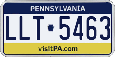 PA license plate LLT5463