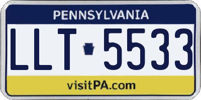 PA license plate LLT5533