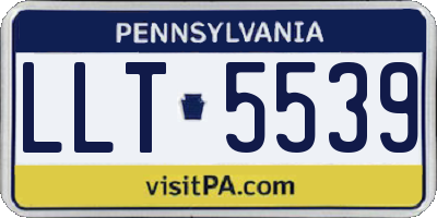 PA license plate LLT5539