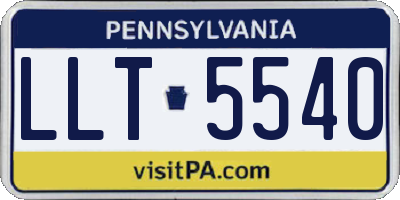 PA license plate LLT5540