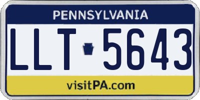 PA license plate LLT5643