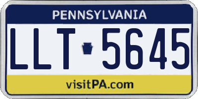 PA license plate LLT5645