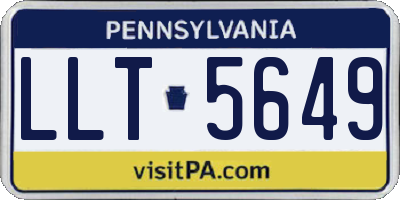 PA license plate LLT5649
