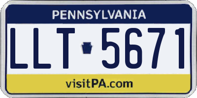 PA license plate LLT5671